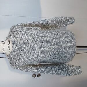 Pasta-Speckled Neutral Grays Mohair butter Soft Sweater Cozy CHIC Mod Sz. M